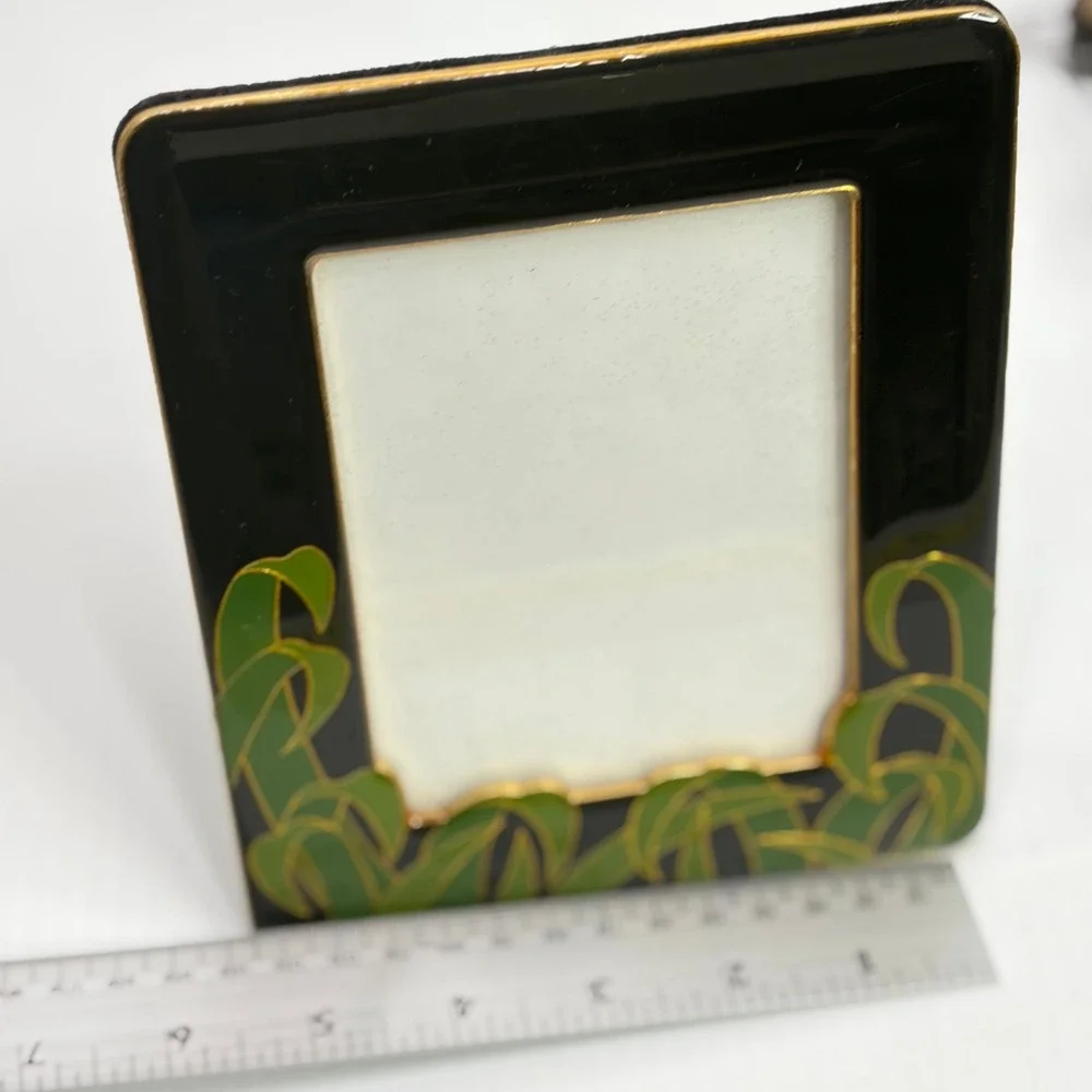 Welco International VTG Black Enamel Bamboo Leaf Picture Frame‎ Japan 5x7